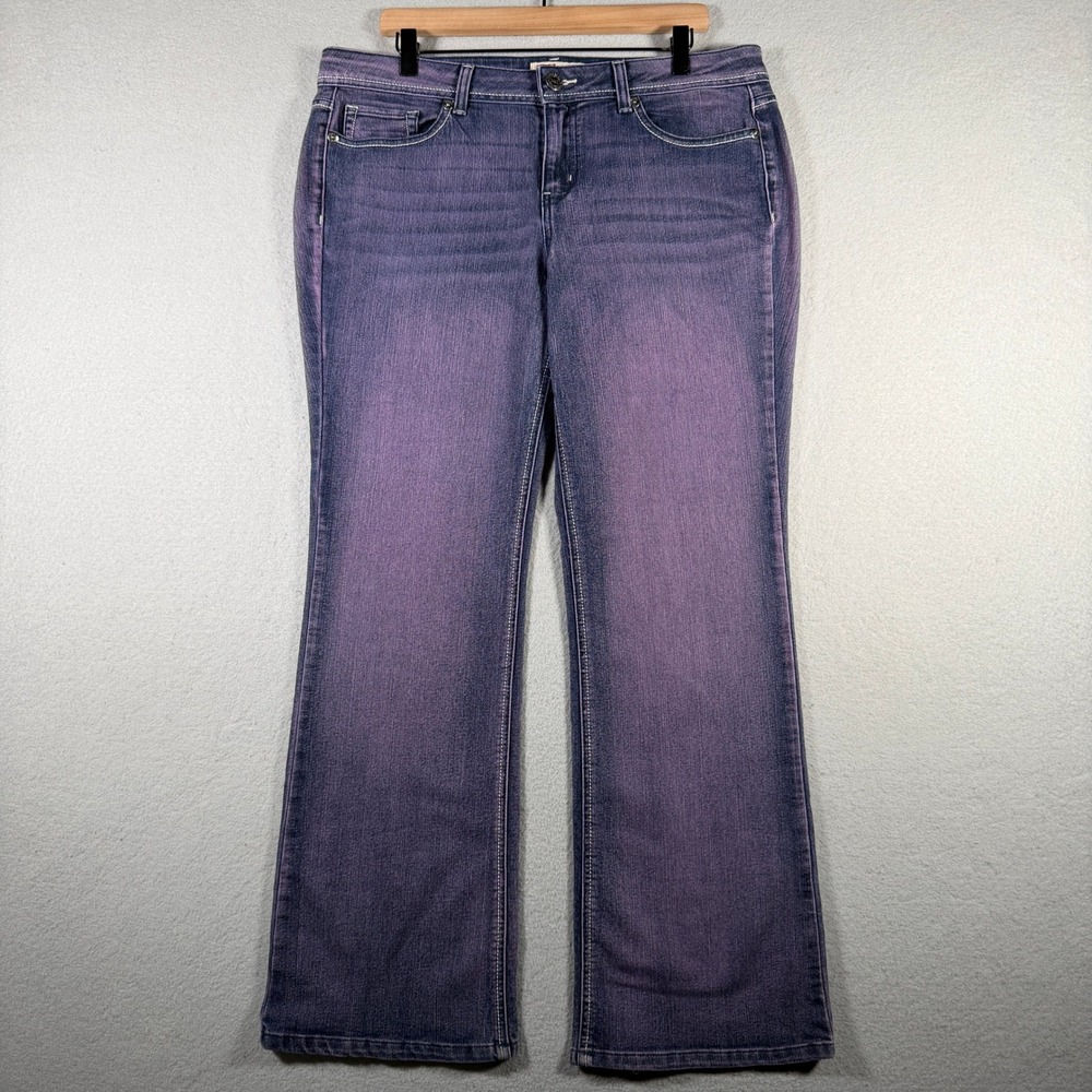 LEI Sophia Hipster Flare Jeans Purple Indigo Wash Size 17 LJ0923-MMW Womens